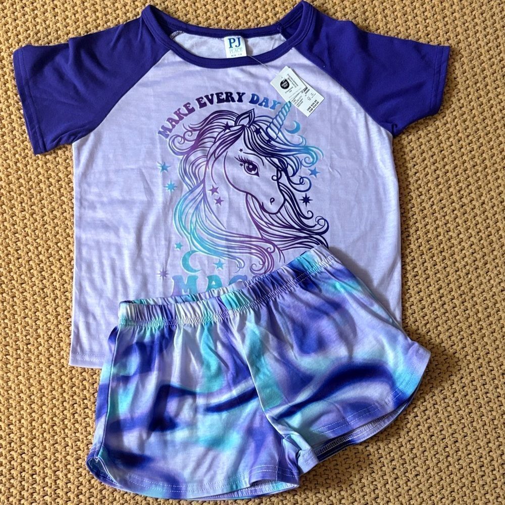 NWT Children’s Place Purple and Blue Unicorn 2 piece Pajama Set